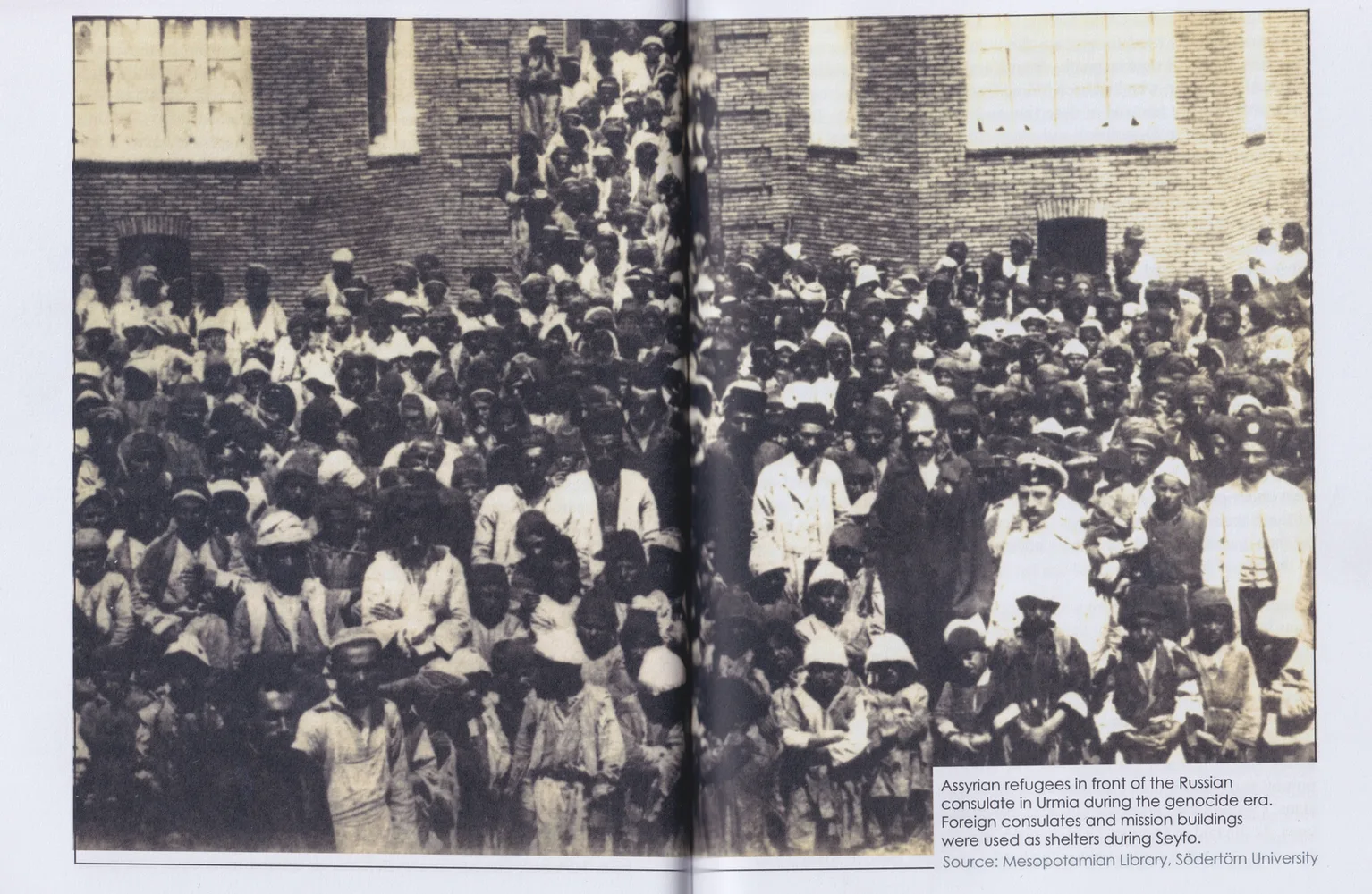 Assyrian refugees in front of the Russian consulate in Urmia during the genocide era. Foreign consulates and mission buildings were used as shelters during Seyfo.Source: Mesopotamian Library, Södertörn University * Ассирійські біженці перед російським консульством в Урмії в епоху геноциду. Будівлі іноземних консульств та місій використовувалися як прихистки під час Сейфо.Джерело: Месопотамська бібліотека, Університет Södertörn secret-keepers 15