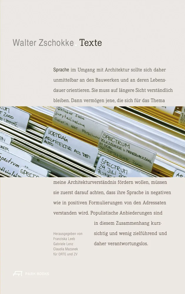 Walter Zschokke. Texte, cover lenz +