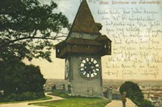 postkarte Uhrturm am Schlossberg, versandt 1903