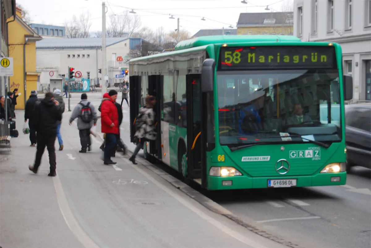 graz per rad _ Bushaltestelle Keplerbrücke