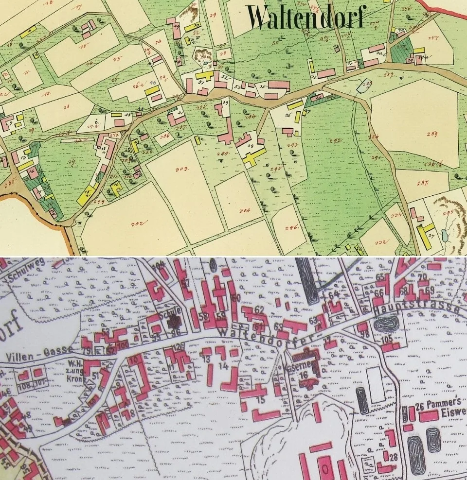 Straßen- und Wegenetzt von Waltendorf 1820 und 1905