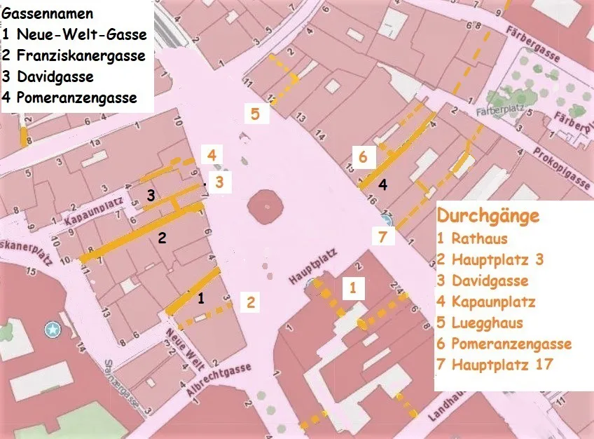 Bild 1, Hauptplatz Durchgänge