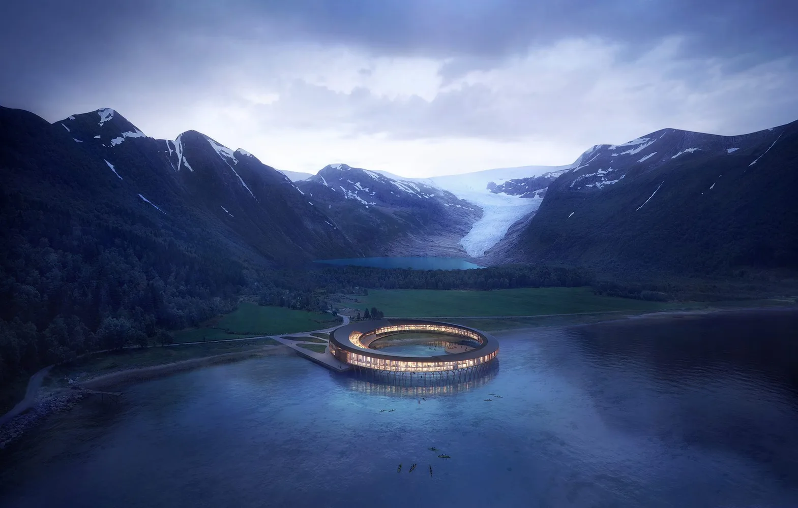 Svart Niedrigenergiehotel in Svartisen Snohetta