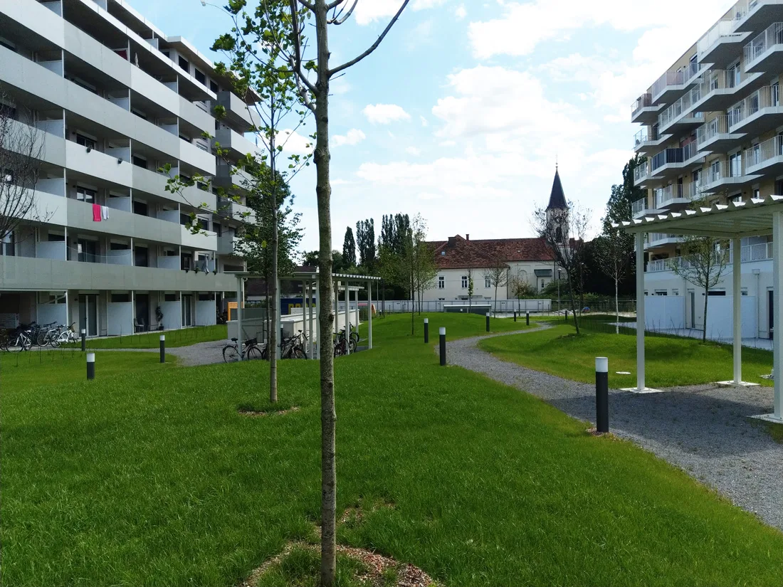 Rankencity Graz Rankenpark Grünfläche ohne Aufenthaltsqualität