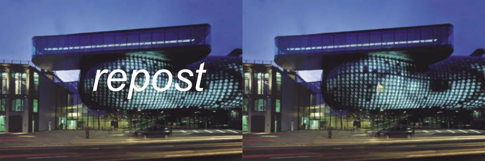 Kunsthaus Graz am Abend, Pixel Fassade 2005
