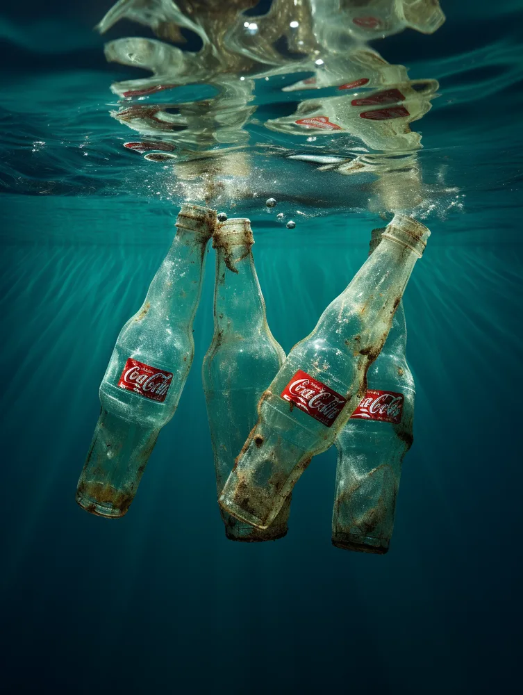 © Wilhelm Scherübl Plastikflaschen im Meer KI generiert