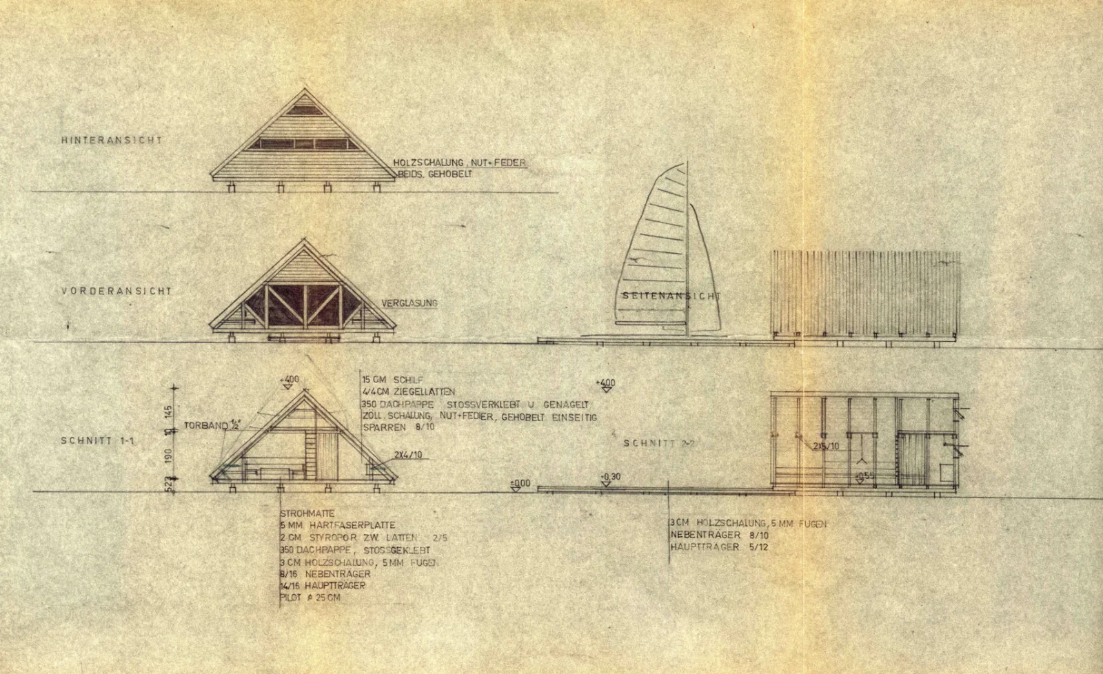 Planzeichnungen Seehütte Graf in Rust am Neusiedlersee_Archiv Herwig Udo Graf