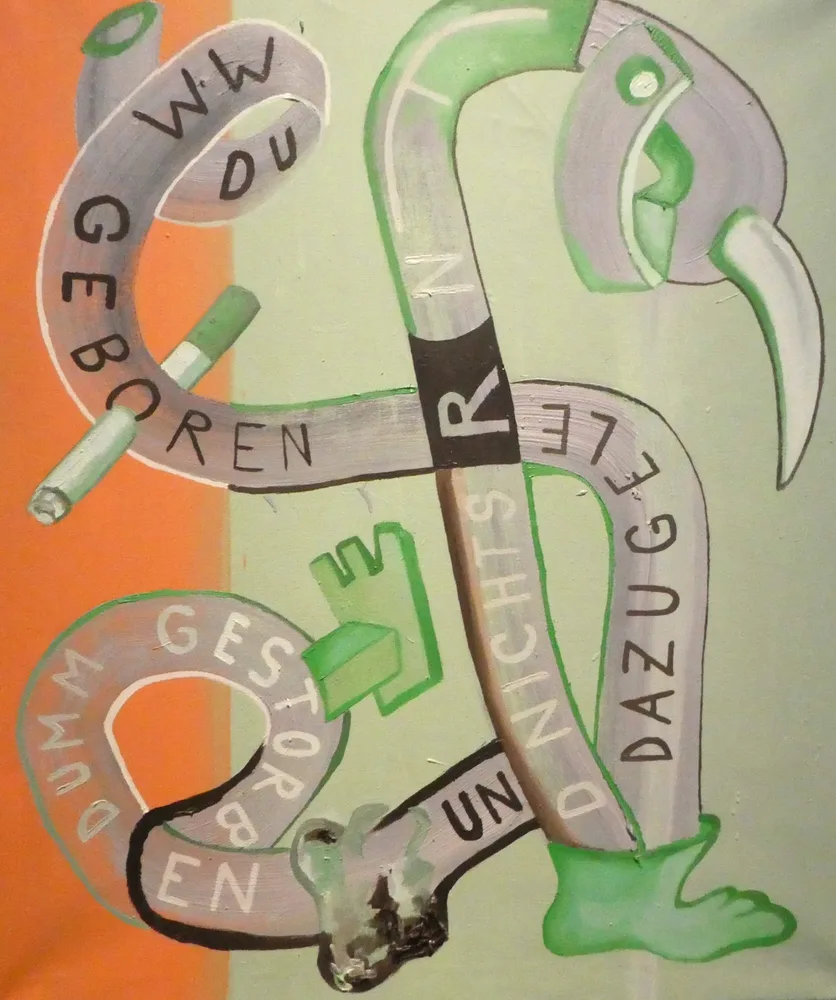 © Wenzel Mraček Martin Kippenberger, „Dumm geboren, nichts dazu gelernt und dumm gestorben", 1984