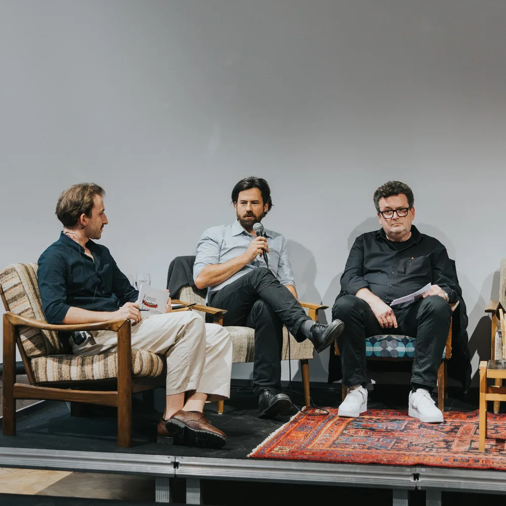 © GAM.Lab TU Graz v.l.: Moderator Jakob (fakarch), Christoph Breser (TU Graz), Matthias Castorph (Institut Bauen und Entwerfen im Bestand, TU Graz)