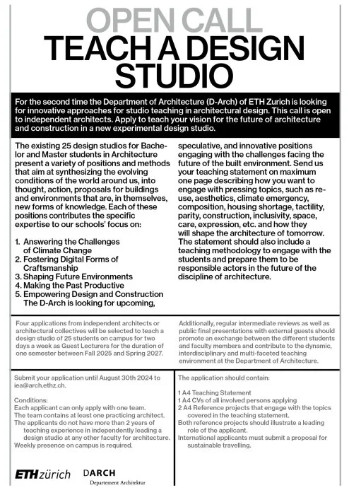 Teach a Design Studio OPEN CALL 2024