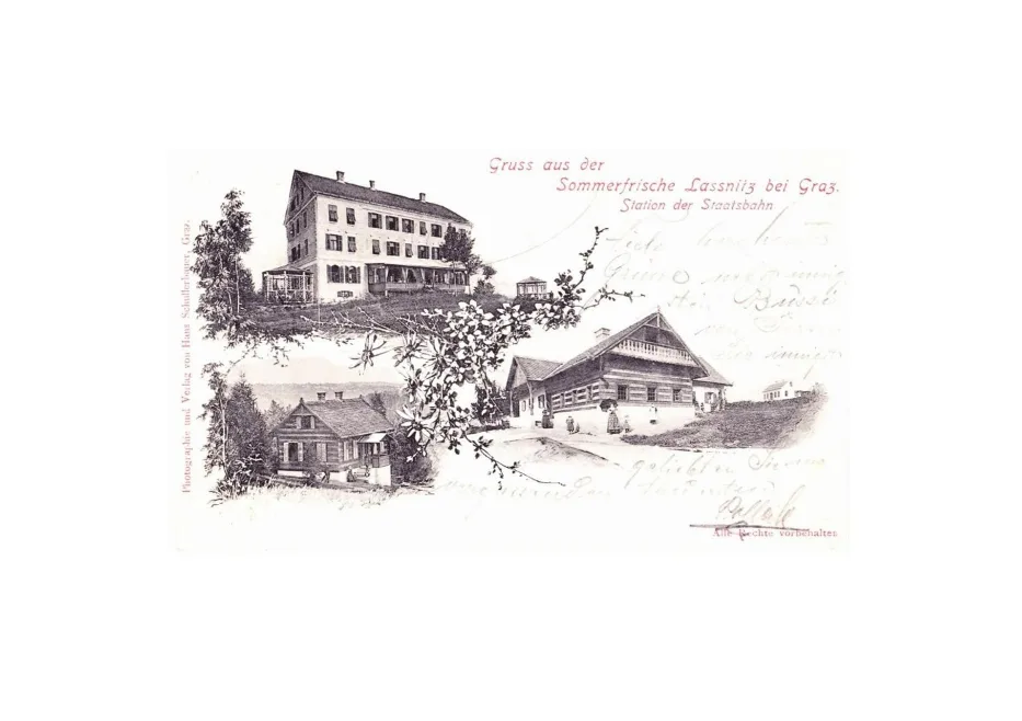 Postkarte „Sommerfrische Laßnitz“ um 1899