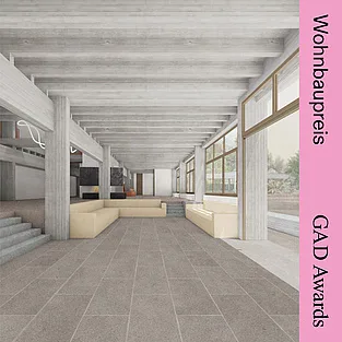 Visualisierung, Foyer mit Betonsäulen