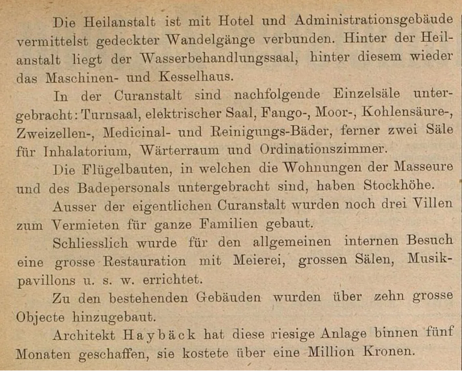 Zeitungsausschnitt über Curanstalt Lassnitzhöhe, 1902