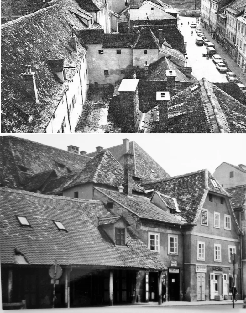 Zwei historische Anscichten der Neutorgasse Graz