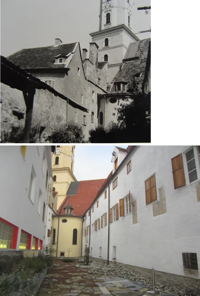Zwei Fotos von der alten Stadtmauer Graz (1965, 2014)