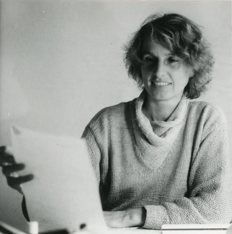 Portrait der Architektin Ingrid Mayr (1939–1923) in den 1980er Jahren, © Archiv der TU Graz, Sammlung Büro Mayr (Foto: Bernhard Hohengasser)