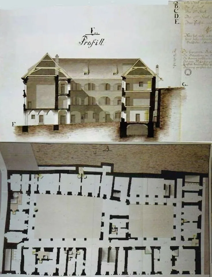 zwei Pläne, Graz, Färbergasse 11, Stadtmauer und Reiche (ÖKT)