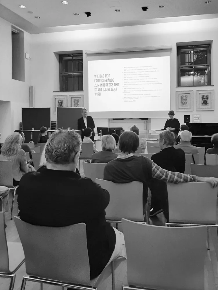 Vortragende im Vortragssaal vor Publikum, Rösselmühlkomitee, Graz am 23.10.2025