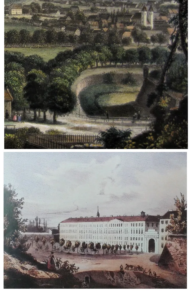 Bild 7: Dammallee beim Paulustor (Kreutzer 1843), Grillbühelbastei und Franzenstor (Kuwasseg 1836)