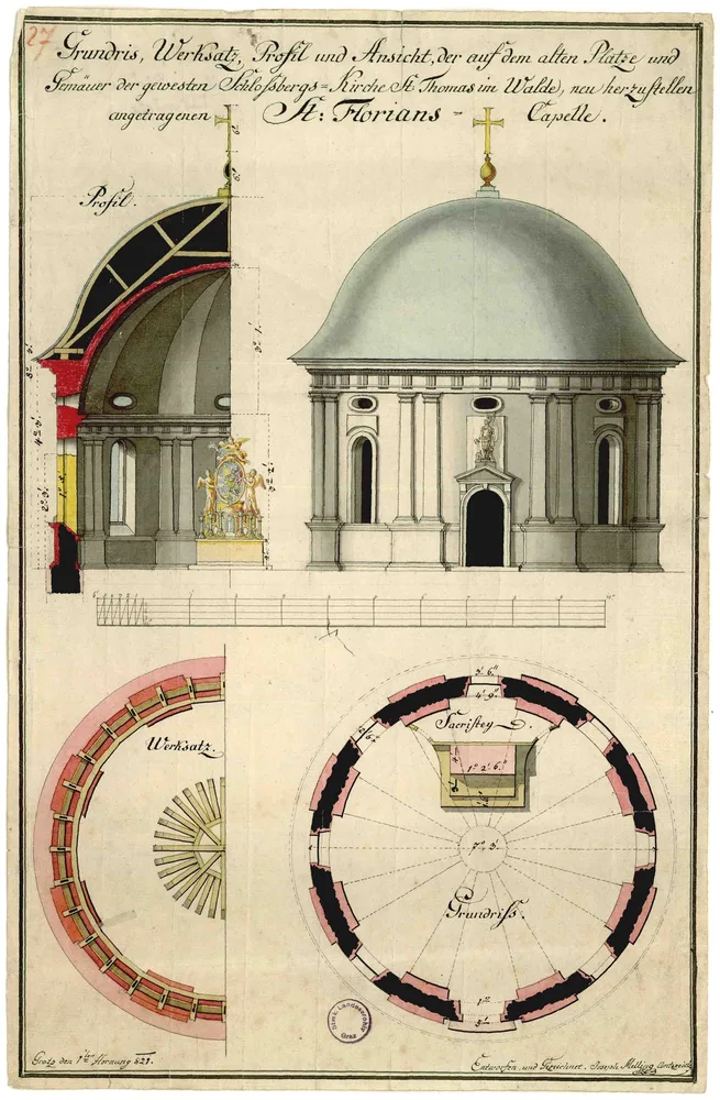 Bild 11: Entwurf für eine Florianikapelle (Melling 1821, StLA)