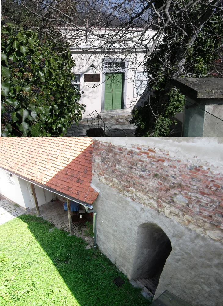 Bild 11 Hof des Cerrini-Schlössls, Eingang und Allio-Stiege, Foto: Laukhardt