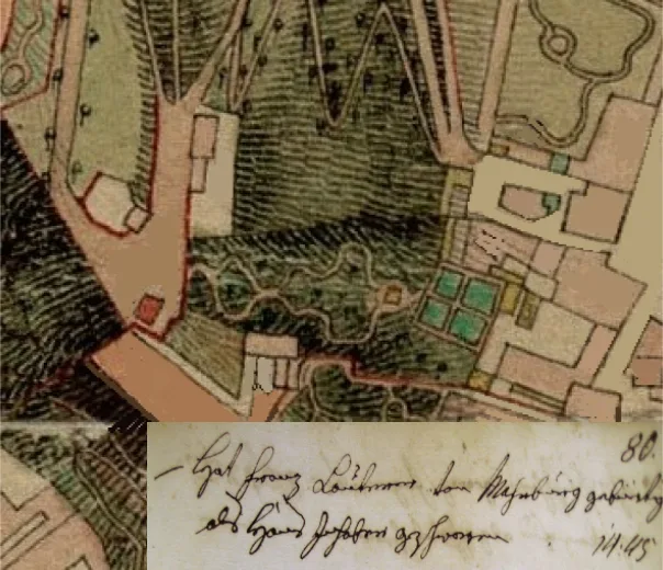 Bild 3: Lauterergraben (Wickenburg-Plan 1838-1843, StLA) und Bürgereid 1797 (StAG)