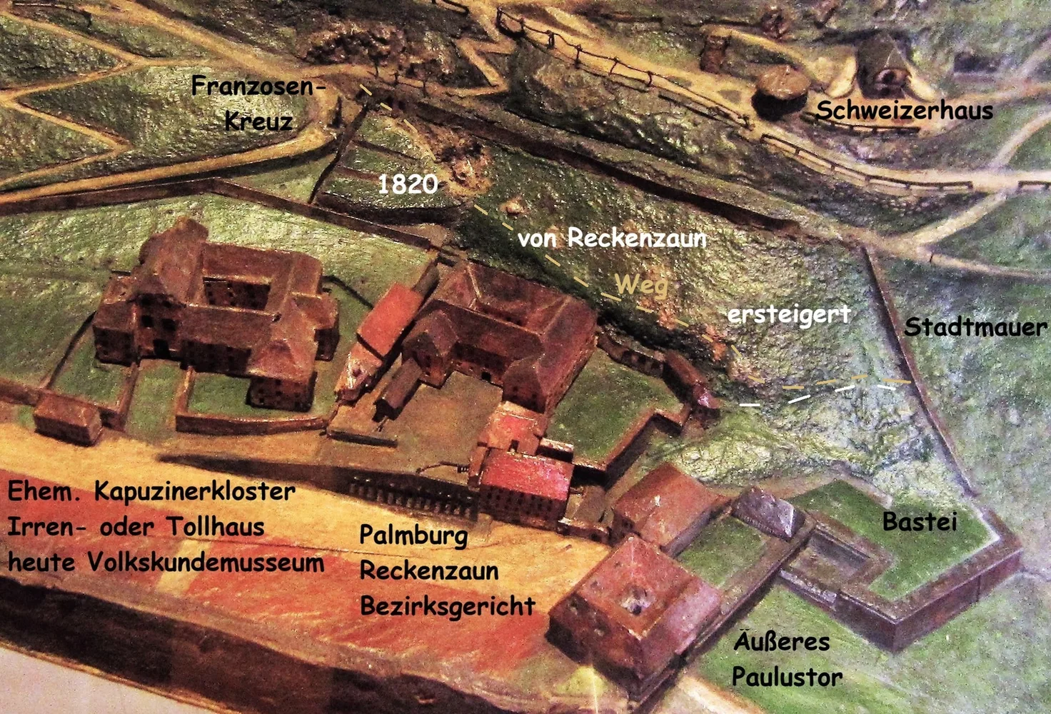 Bild 2: Schloßberg-Osthänge (Modell Sigl 1848, StMG)