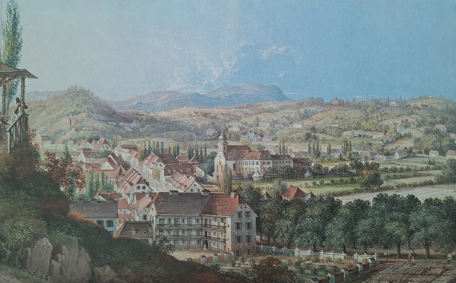 Bild 5: Wickenburggasse 1 vom Parapluie aus (C. Kreuzer 1840, StMG)