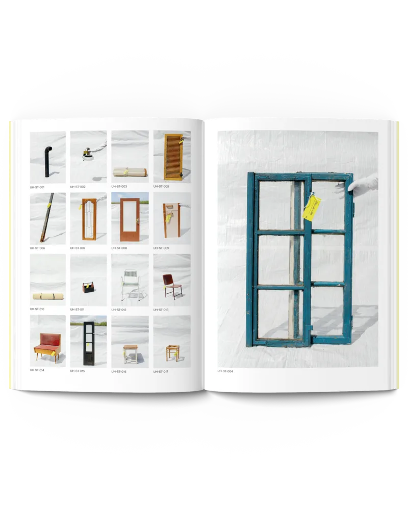 Blick in das Buch Umbauhof. Ein Ort für die Wiederverwendung von Bauteilen, von asphalt/ Kollektiv für Architektur und Architekturraum Burgenland (Hg.), Birkhäuser, 2026