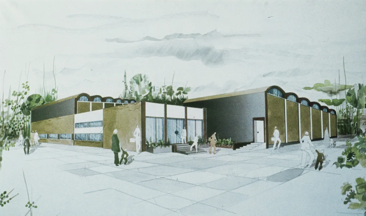 Bibliothek mit Gemeindezentrum in Lotfabad, Iran, Schaubild