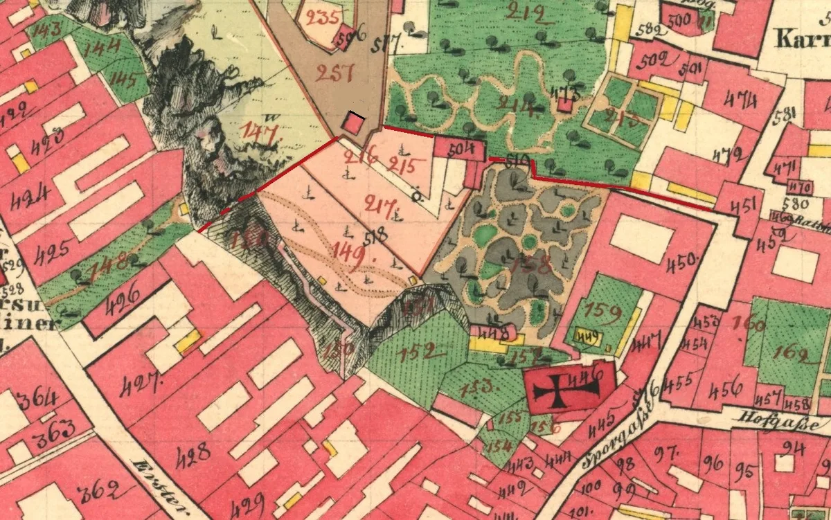 Stadtmauern am Schloßberg (Franzisz. Kataster 1829)
