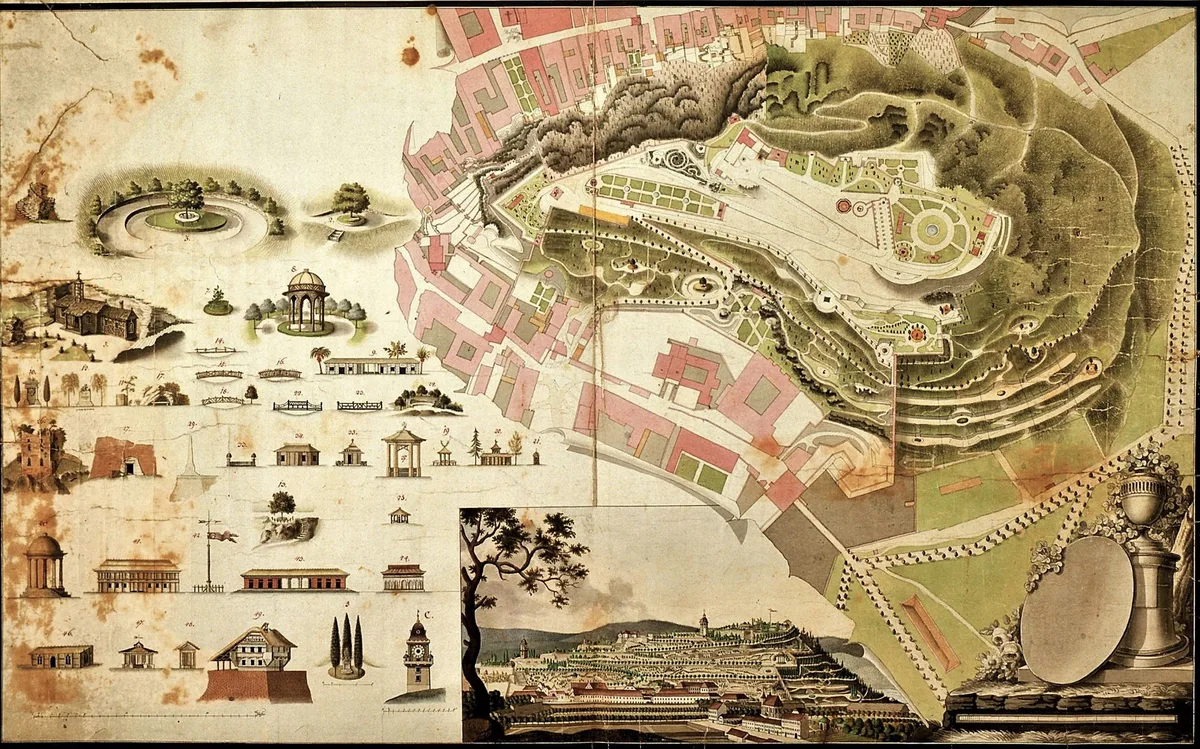 Bild 1: Verschönerungsplan für den Schloßberg (Melling 1817, StLA)