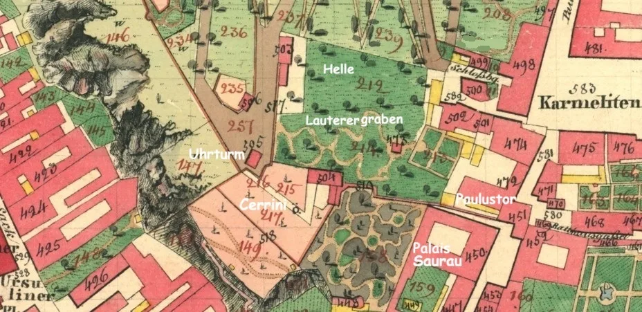 Osthänge des Schloßbergs 1829 (FK, StLA)