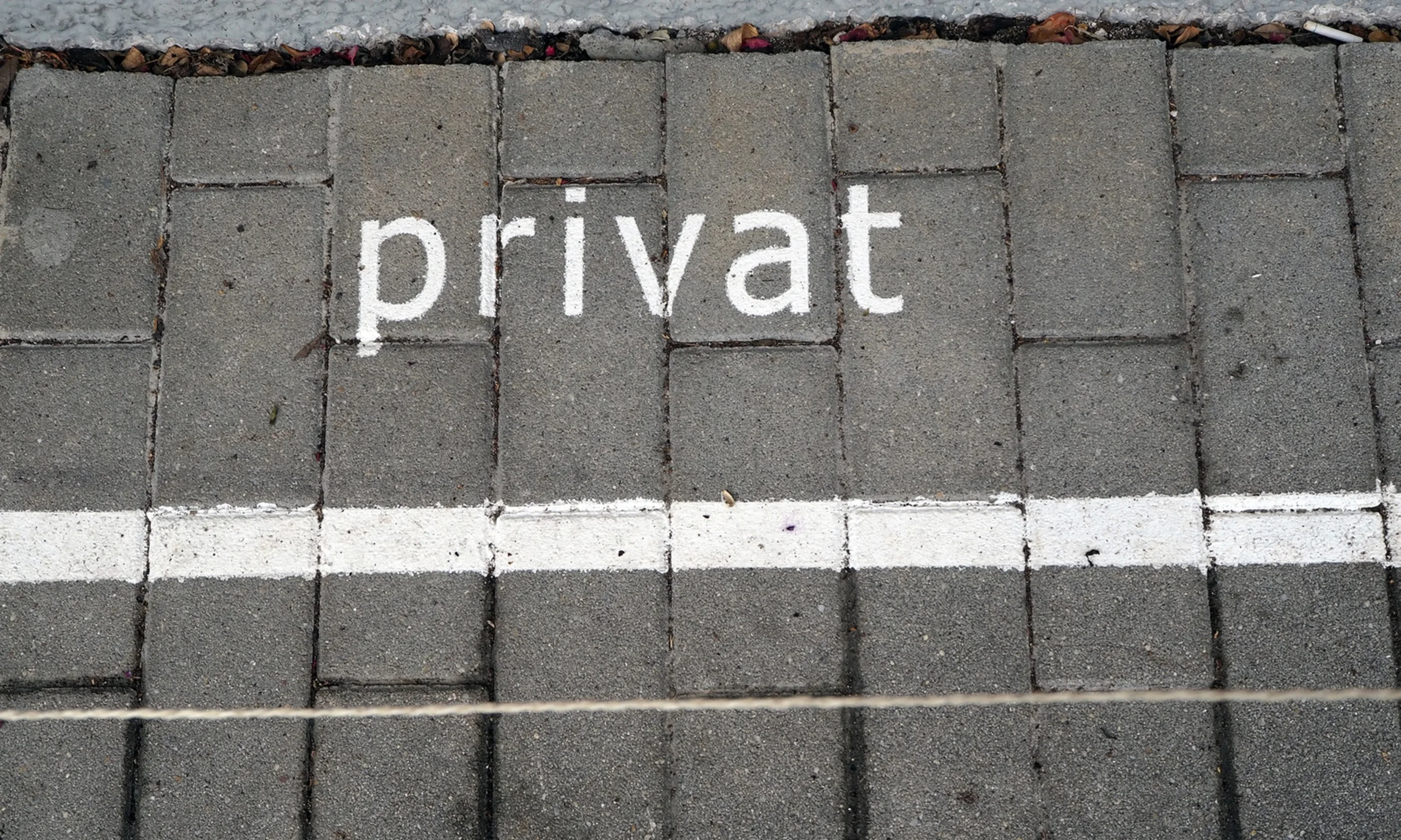 Pflastersteine mit weißer Aufschrift "privat"