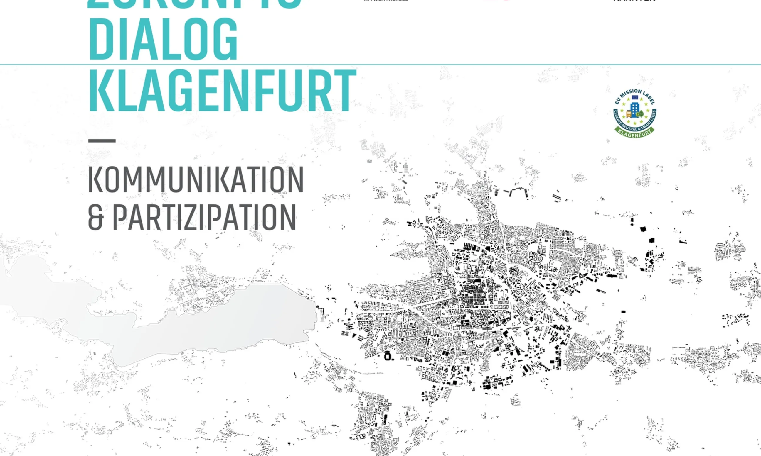 Einladung zur Veranstaltung, im Hintergrund ein Schwarzplan der Stadt Klagenfurt