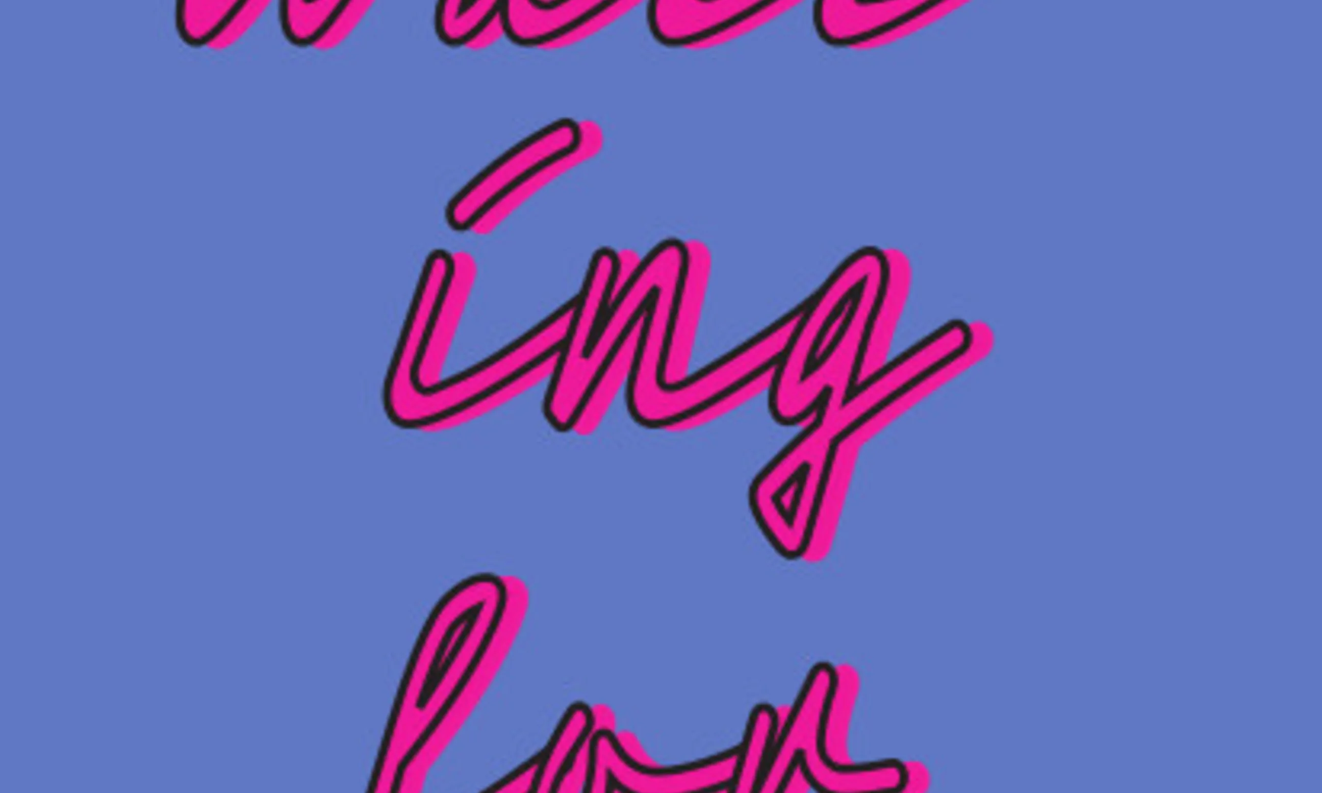 Text Waiting for...; Magenta Aufschrift auf violettem Hintergrund