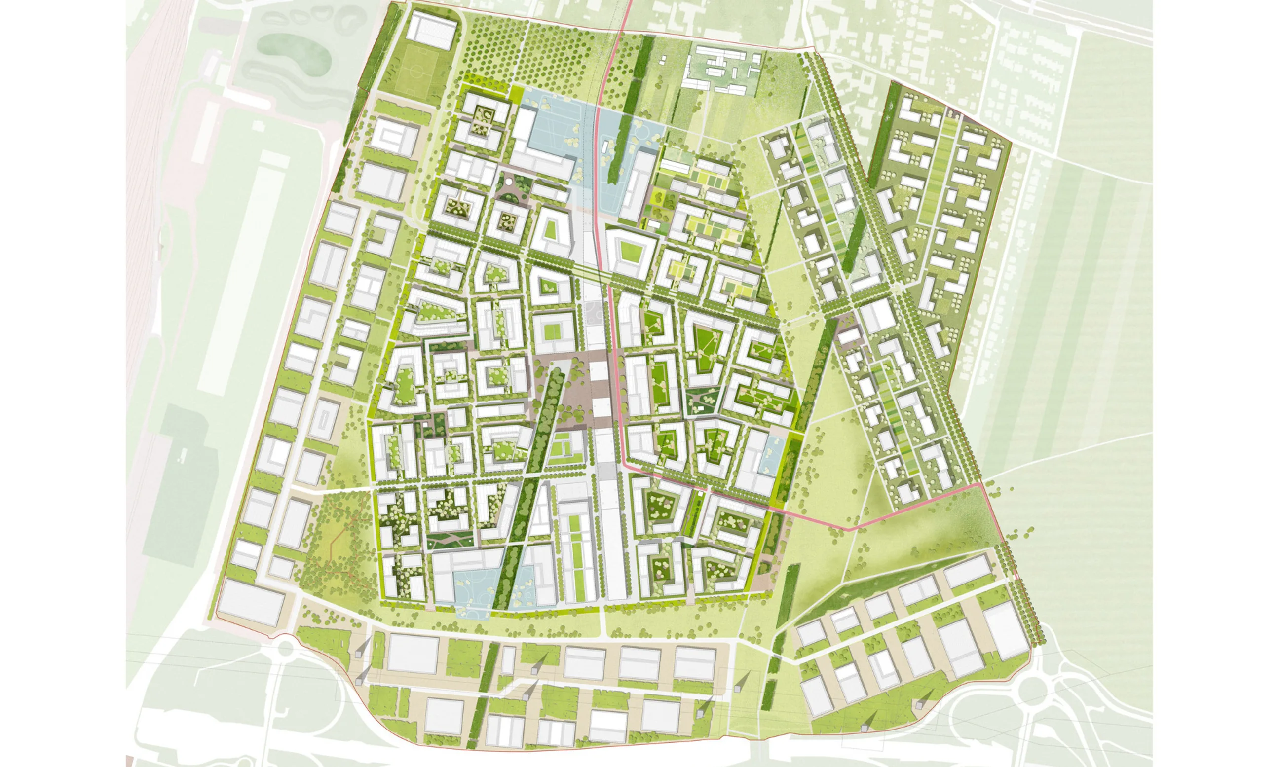 Plan eines neuen Stadtviertels in Wien namens Rothneusiedl